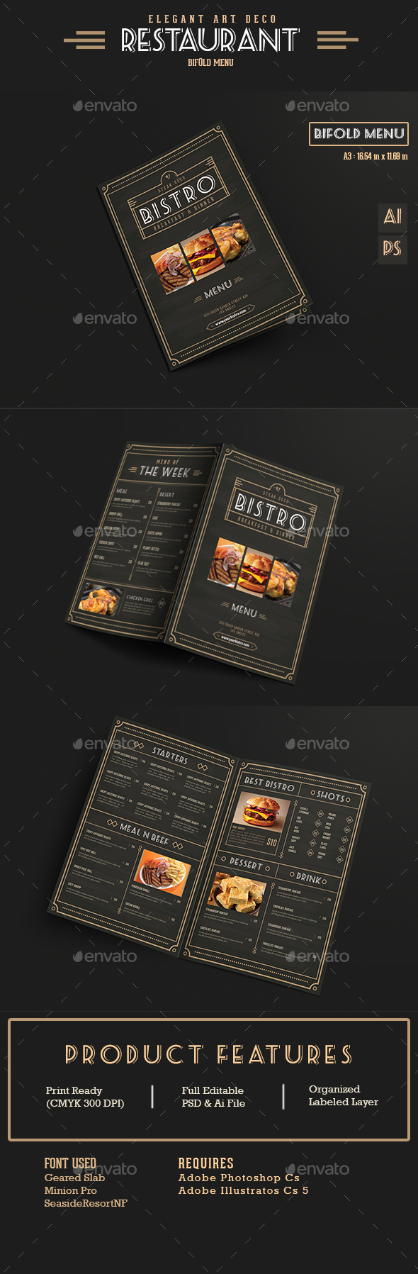 Elegant Bifold Restaurant Menu