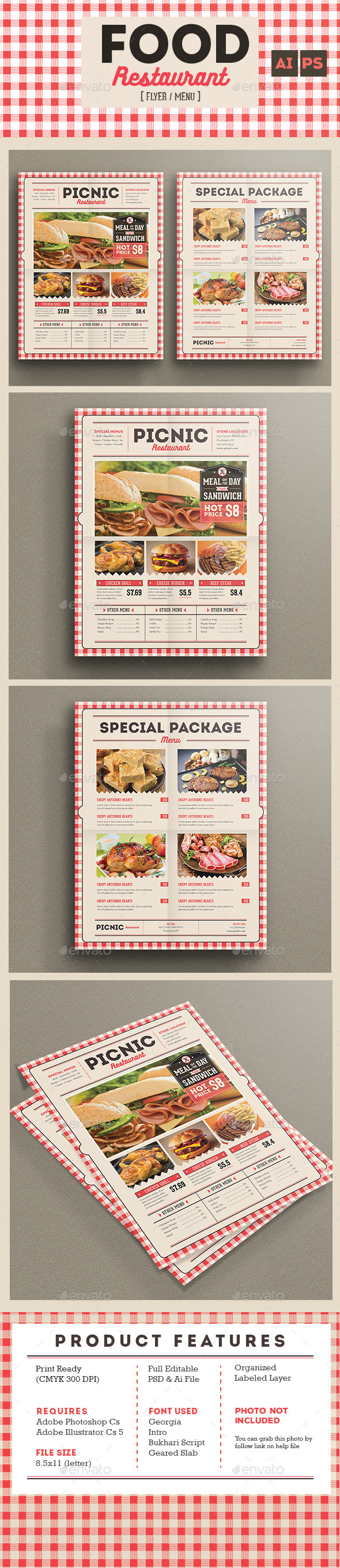 Retro flyer menu food restaurant