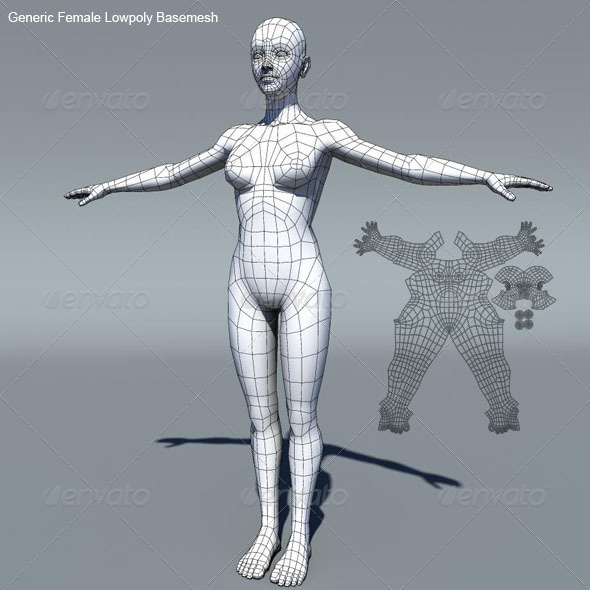 Generic Female Low Poly Base Mesh - 3DOcean Item for Sale