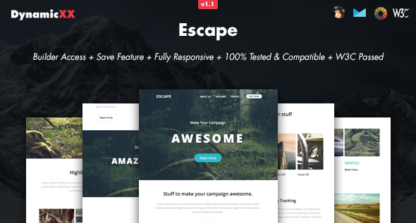 Escape - Responsive Email + Online Builder