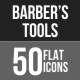 Barber's Tools Flat Shadowed Icons