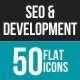 SEO & Development Services Flat Multicolor Icons