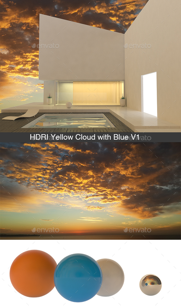 Yellow Cloud with Blue V1 - 3DOcean Item for Sale
