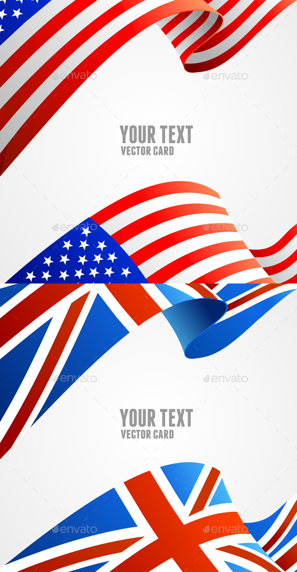 American and U.K. Flag Border Card. Vector