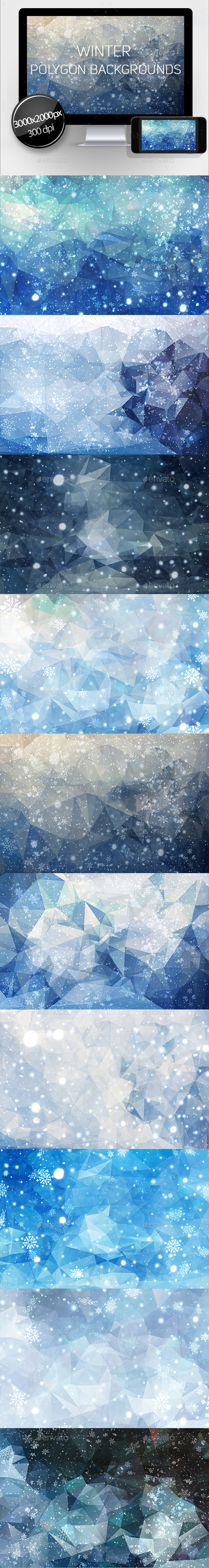 Winter Polygon Backgrounds