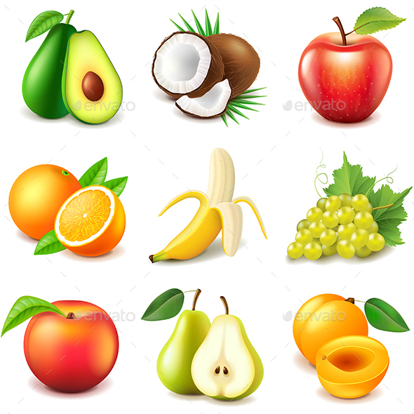 Fruits Icons Vector Set