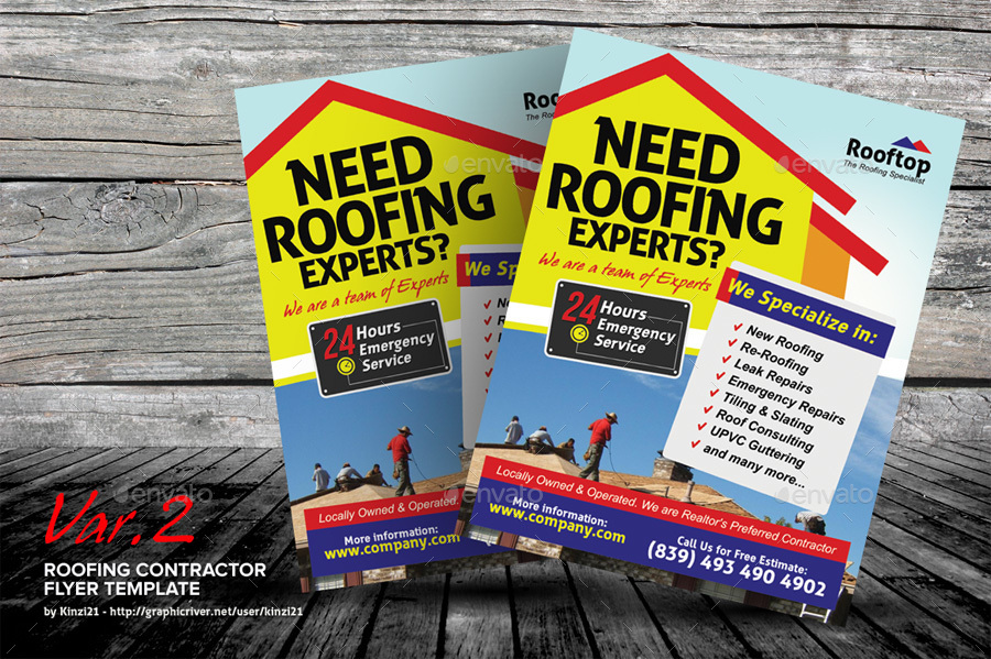 Roofing Contractor Flyer Templates by kinzi21 GraphicRiver