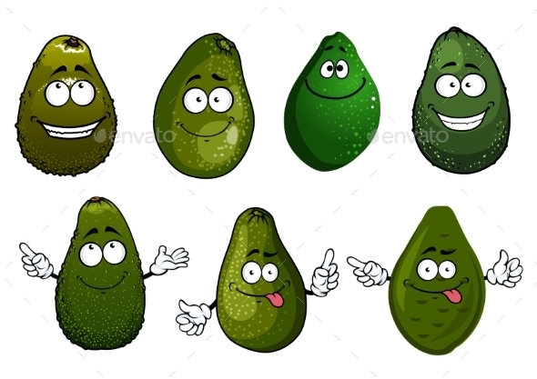 Funny Green Avocado Fruits Cartoon