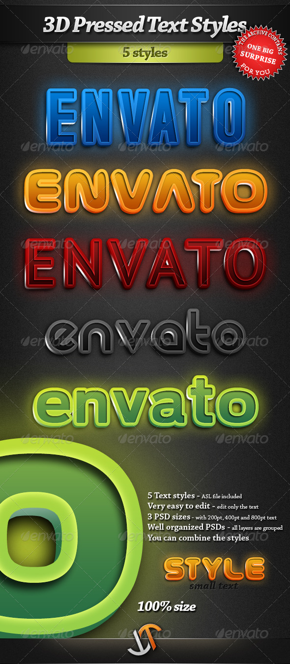 3D Pressed Text Styles - Text Effects Styles