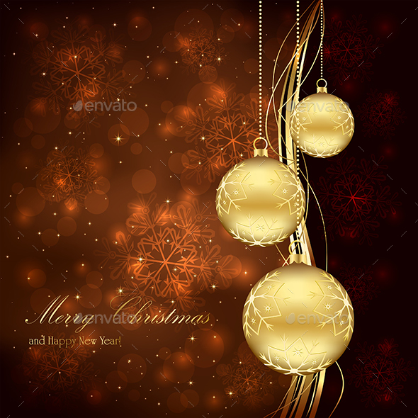 Three Golden Christmas Balls