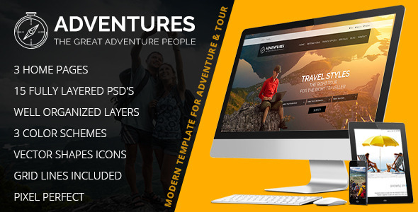 Adventures - Adventures and Tour PSD Template