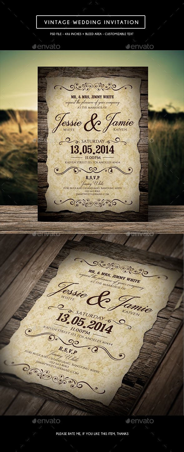 Graphicriver Vintage Wedding Invitation 13984721