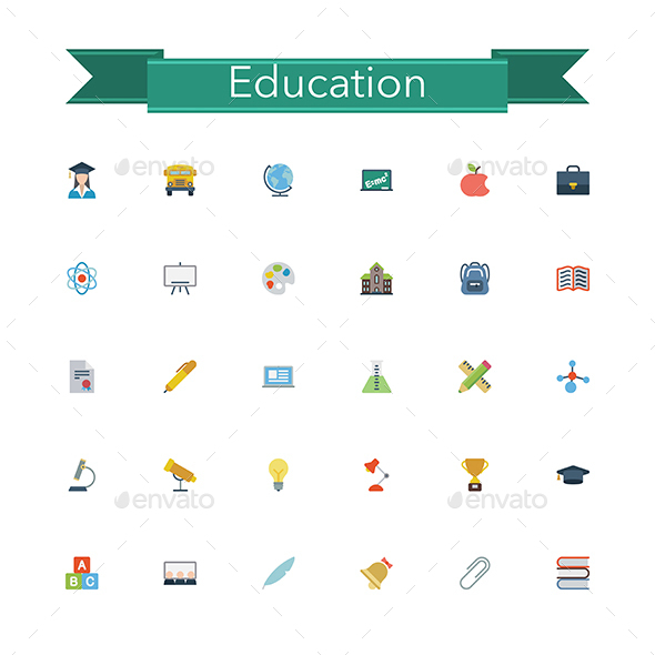 Graphicriver Education Flat Icons 14023089