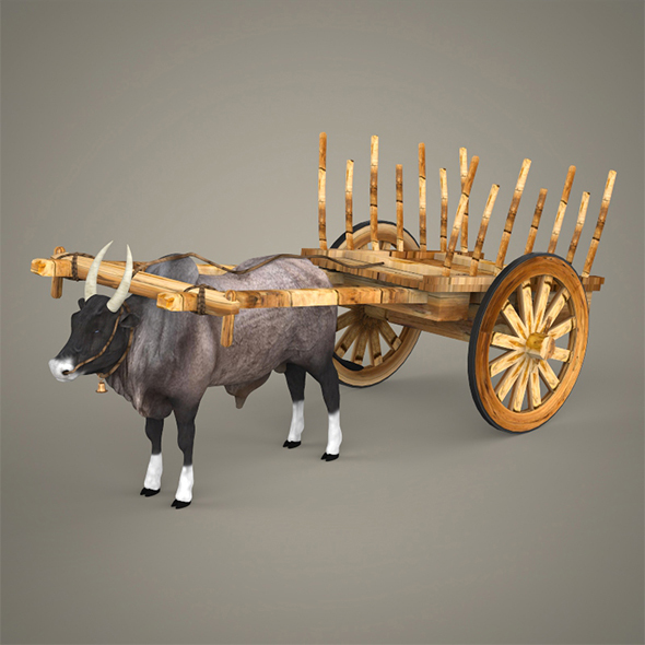 3DOcean Realistic Ox Cart 14035566