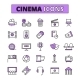 Cinema Symbols Outlined Icons Set