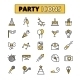 Party Pictograms Oitlined Icons Set