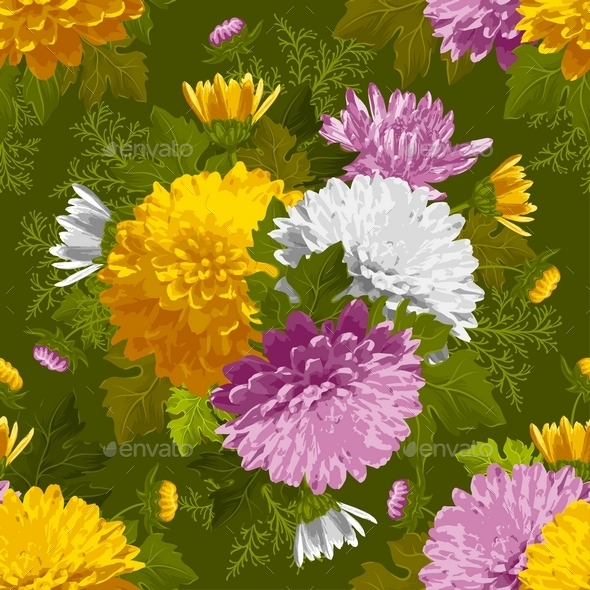 Graphicriver Excellent Seamless Pattern With Chrysanthemum 14120388