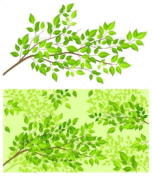 Graphicriver Branch Tree with Green Leaf 14121192