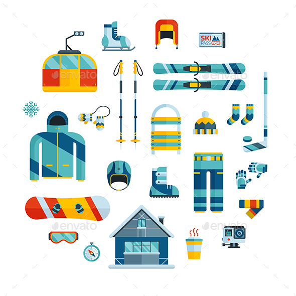 Graphicriver Winter Sports Kit. Winter Activity Flat Icons 14121816