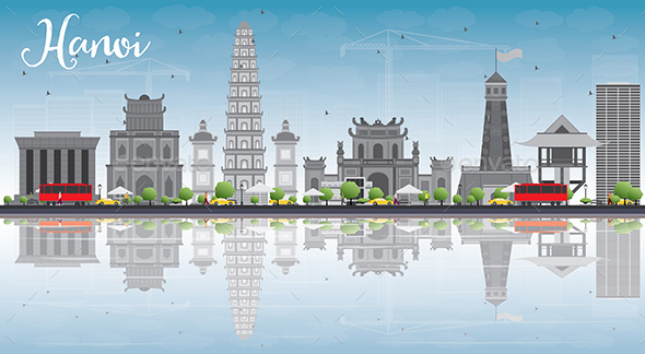 Graphicriver Hanoi Skyline with Gray Landmarks 14122328