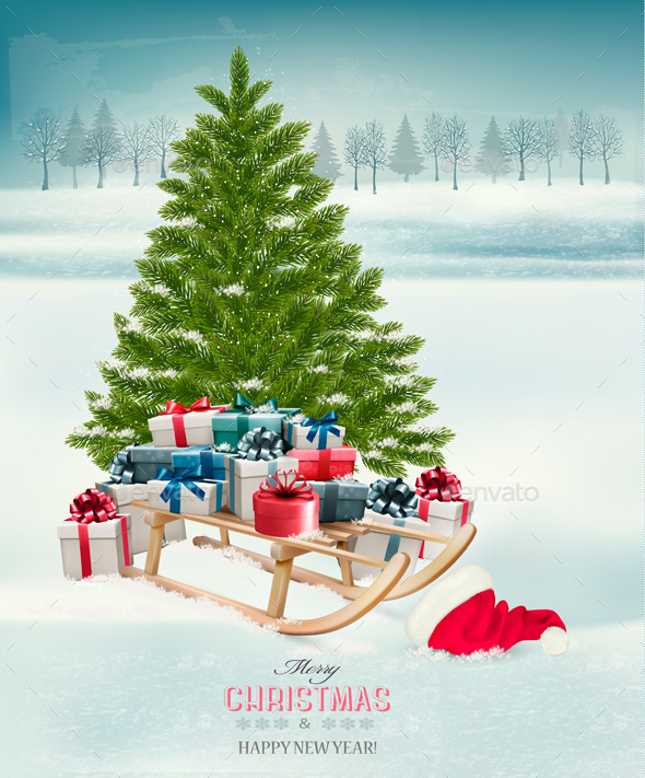 Graphicriver Holiday Christmas Background With Presents 14122685