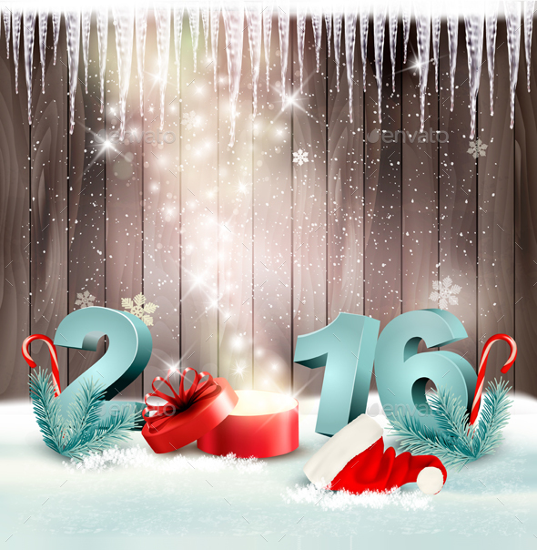 Graphicriver Holiday Background With A Gift Box And 2016 Vector 14122731
