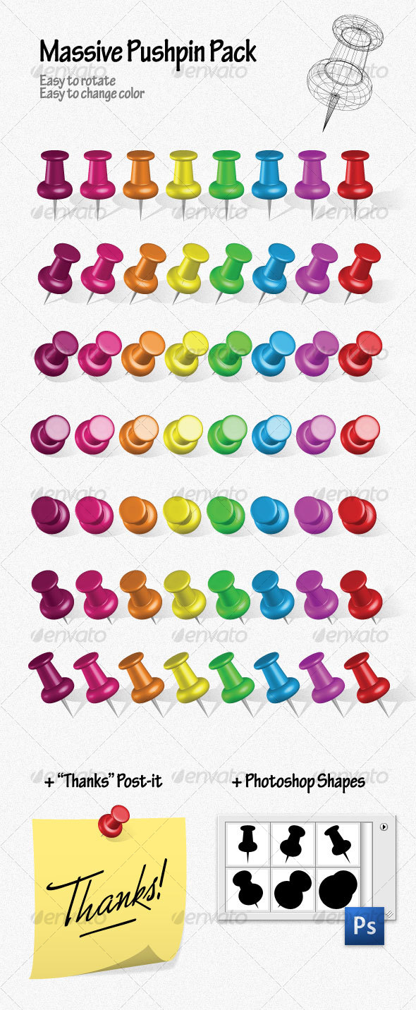 Massive Pushpin Pack - Man-made objects Objects