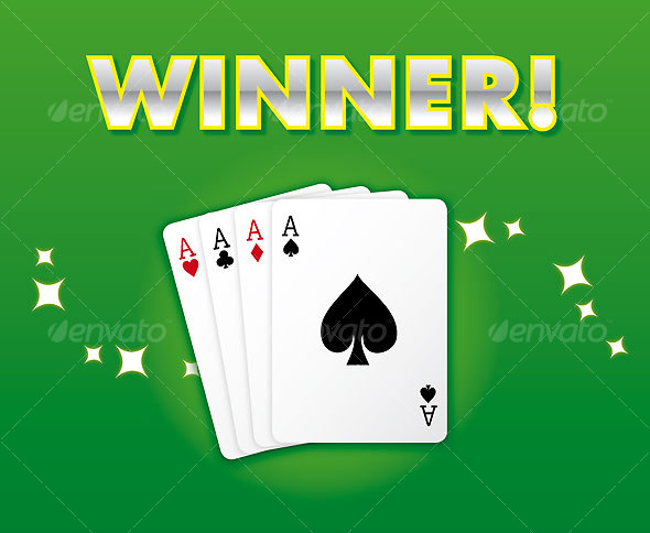WINNING HAND: Casino Style Card Suite, All Aces! - Sports/Activity Conceptual