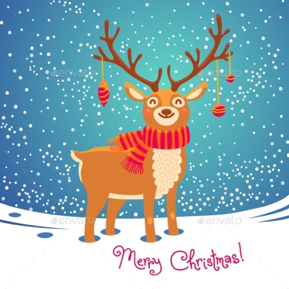 Christmas Card With Reindeer