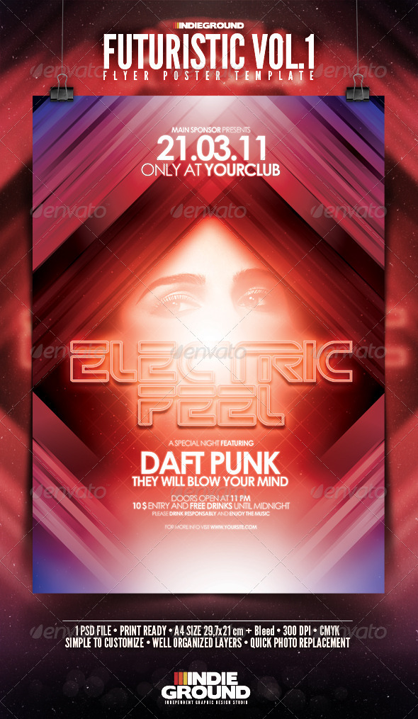 Futuristic Flyer/Poster - Clubs & Parties Events