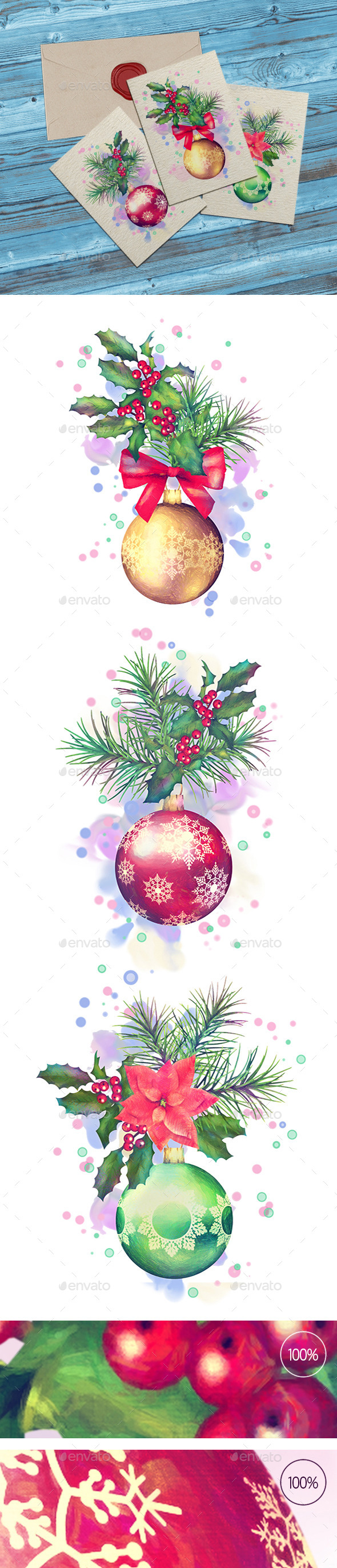 Watercolor Painting Christmas Ornaments