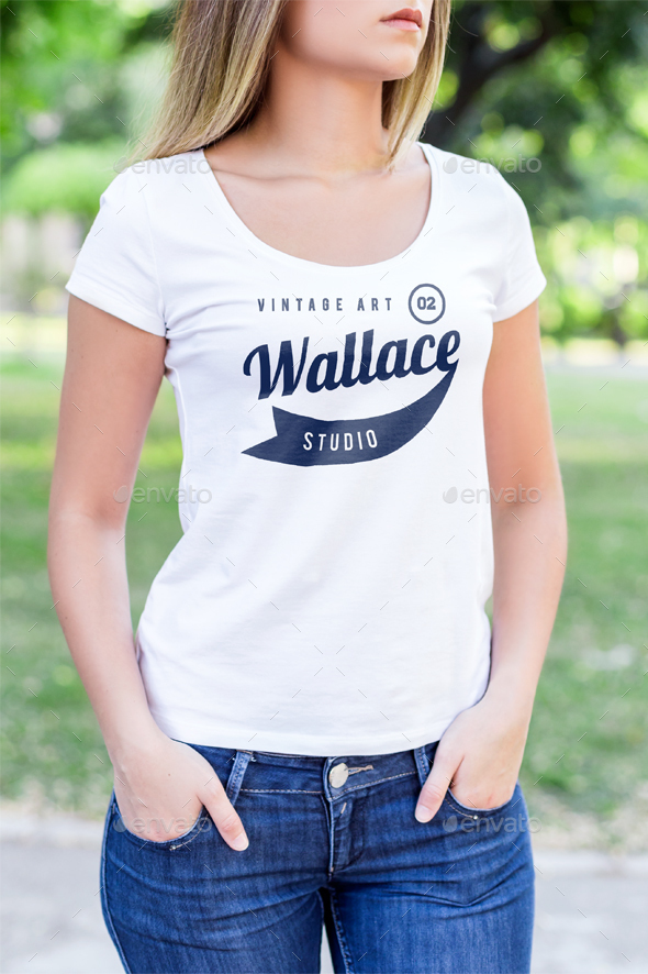 mockup shirt t with female model Zeisla by Edition T GraphicRiver Mock Shirt  Model Up  Female