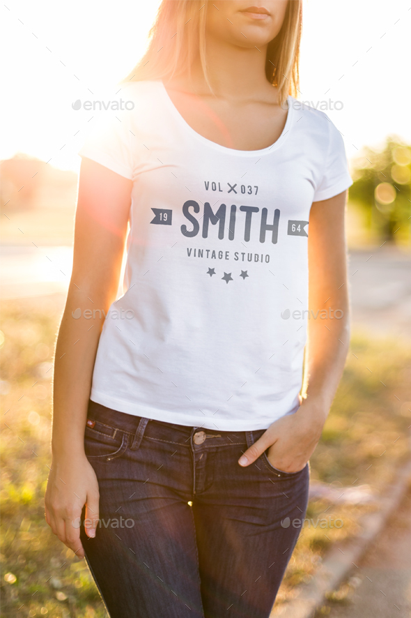 shirt mockup female t with model Mock Zeisla GraphicRiver Up  Shirt  by T Edition Model Female