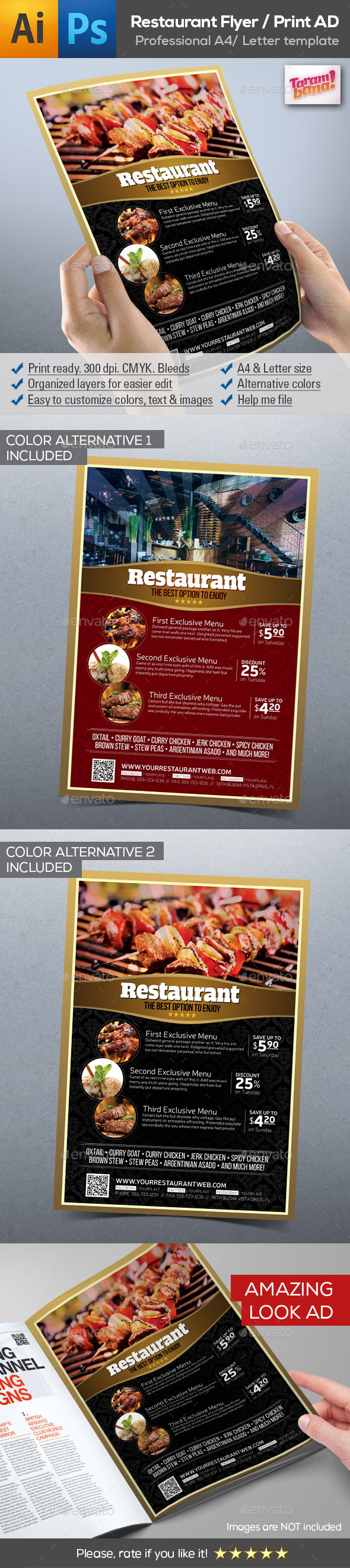 Modern Restaurant Flyer AD Template