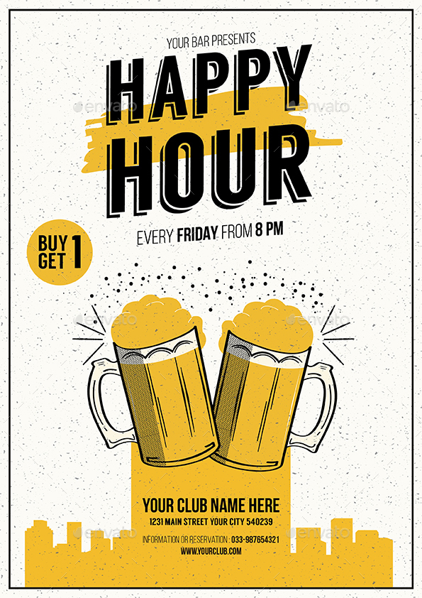 Happy Hour beer promotion flyer by Guuver | GraphicRiver