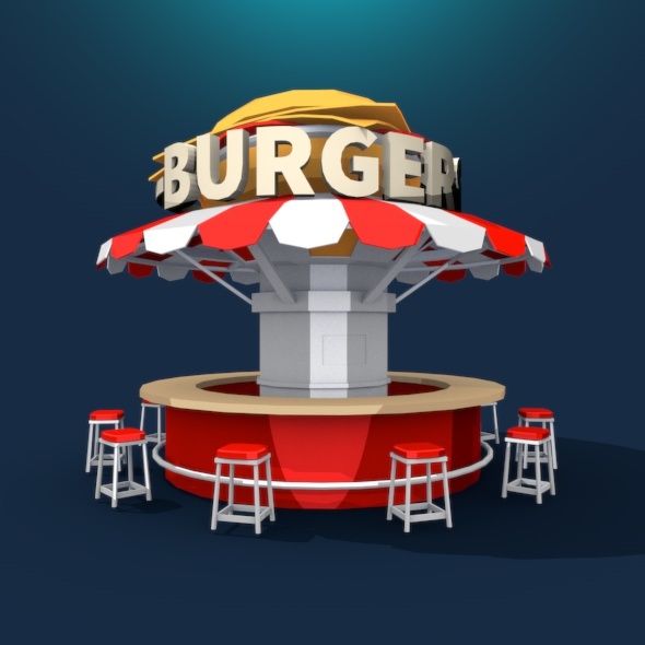 Burger Stand Low Poly - 3DOcean Item for Sale