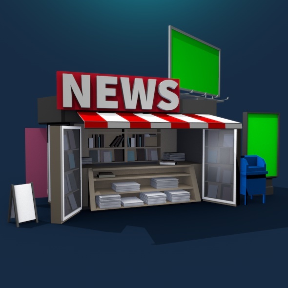 Newspaper Stand - 3DOcean Item for Sale