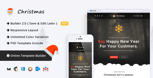 Christmas Responsive Email Template + Online Builder