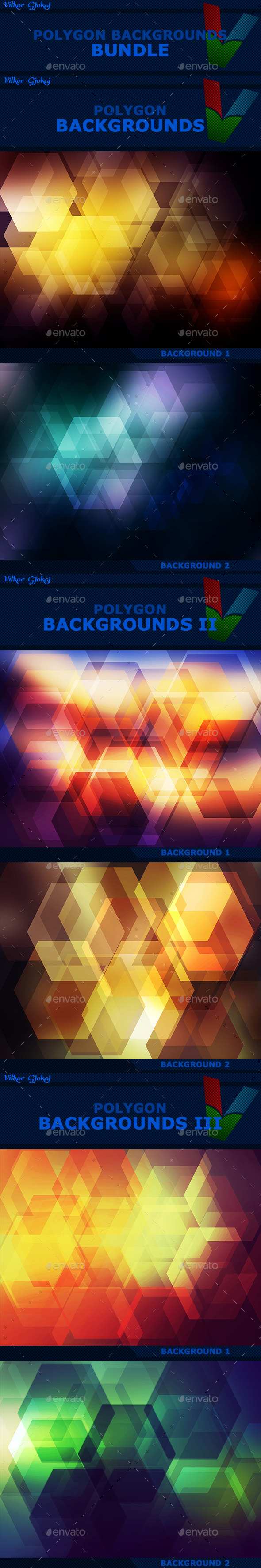 15 Polygon Backgrounds BUNDLE