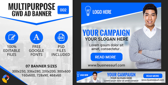 Multipurpose GWD Ad Banners - 7 Sizes
