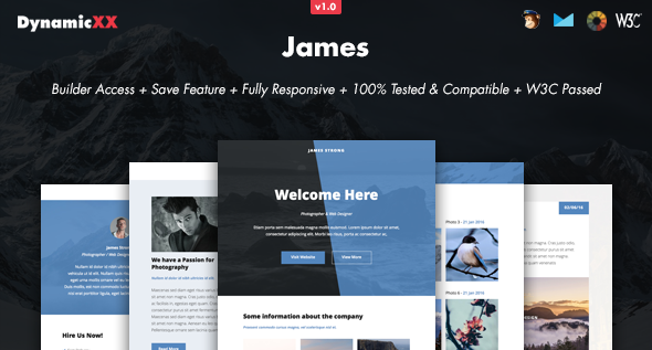 James - Responsive Email + Online Template Builder