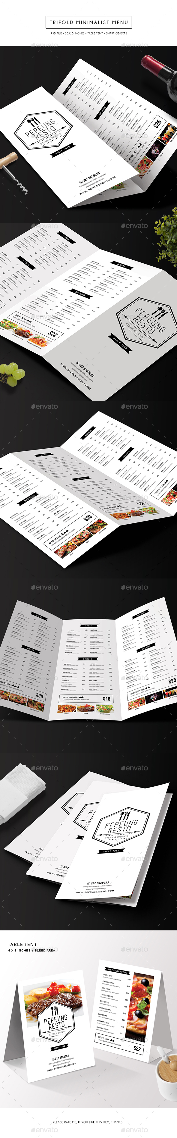 Trifold Minimalist Menu