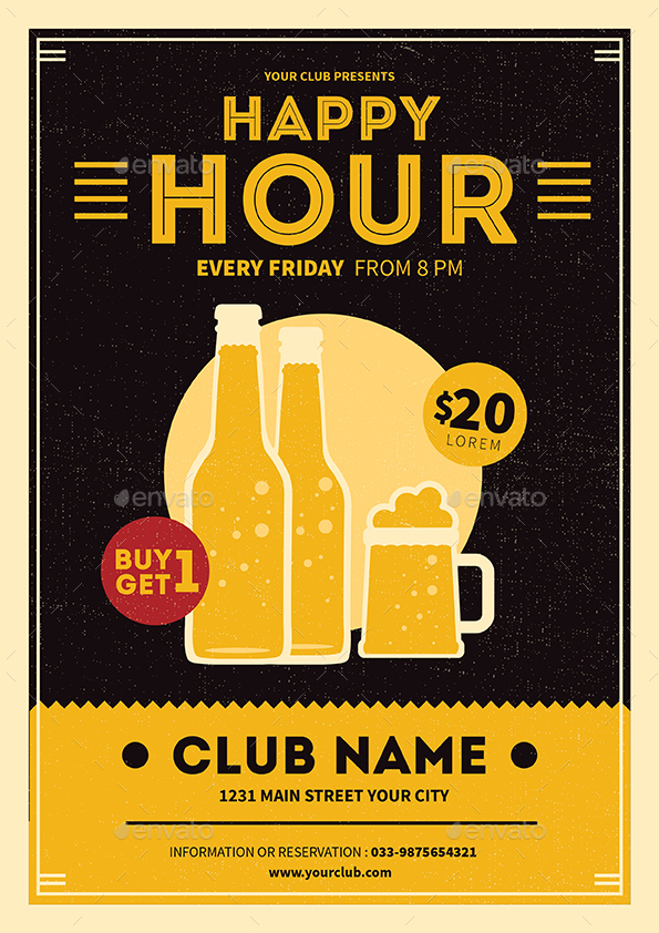 Happy Hour Beer Promotion Flyer Vol.03 by Guuver | GraphicRiver