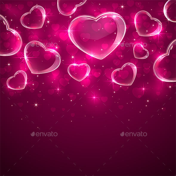 Transparent Hearts on Pink Background