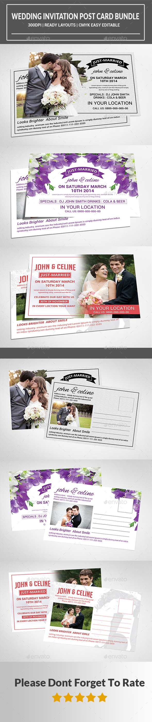 Wedding Invitation Post Card Bundle