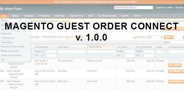 Magento Guest Order Connect