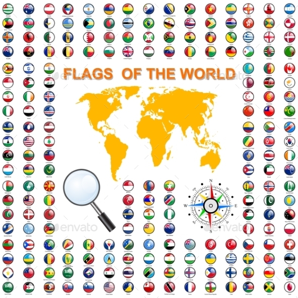 Set Flags Of World Sovereign States. Vector
