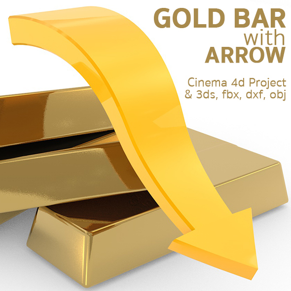 Gold bars with arrow - 3DOcean Item for Sale
