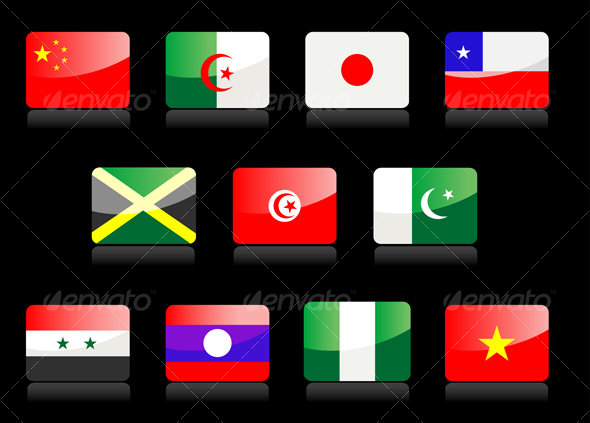 Glossy national flags