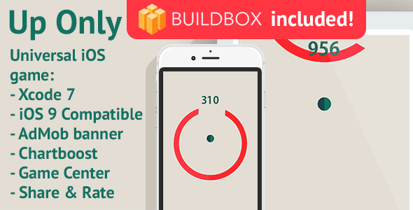 BuildBox Game. Up Only: iOS, 3 PNG reskin, AdMob & Chartboost
